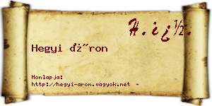 Hegyi Áron névjegykártya